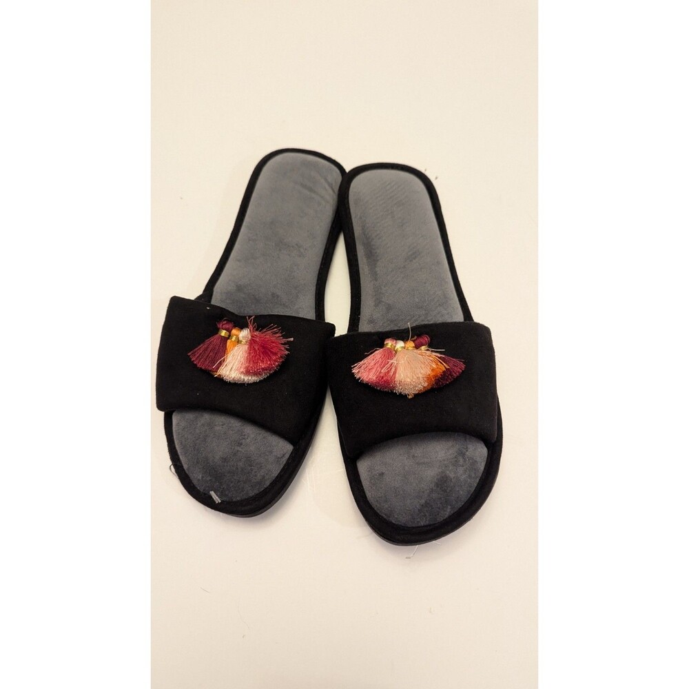 INC International Concepts‎ Womens Black Tassel Slide Slippers Size L 9-10 Chic